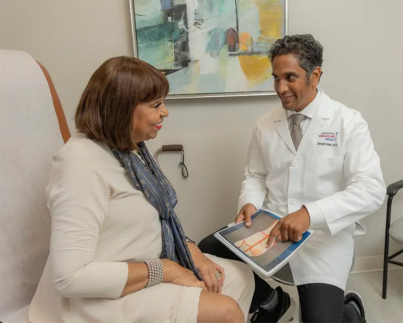 Dr. Shah consulting with a patient